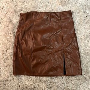 brown leather skirt